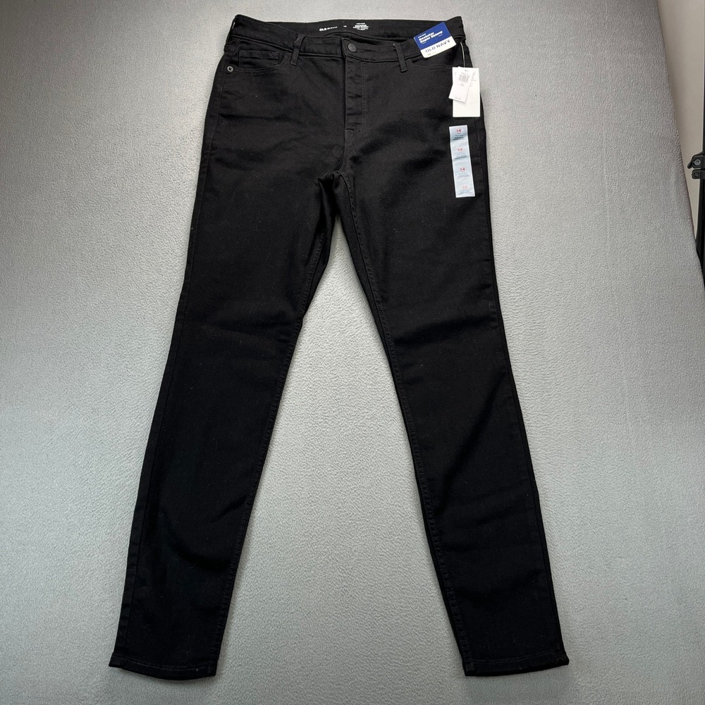 Old Navy Rockstar Super Skinny Jeans Womens 14 Long Black Stretch High Rise NWT